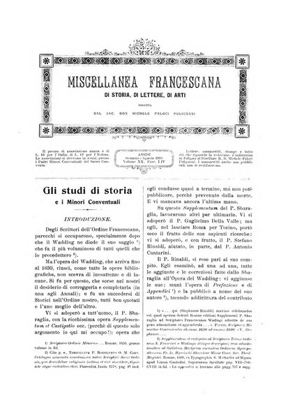 Miscellanea francescana di storia, di lettere, di arti