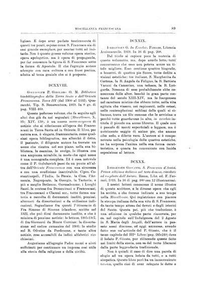 Miscellanea francescana di storia, di lettere, di arti