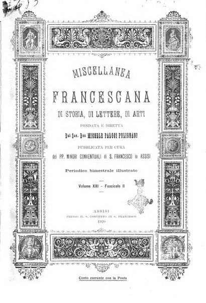 Miscellanea francescana di storia, di lettere, di arti