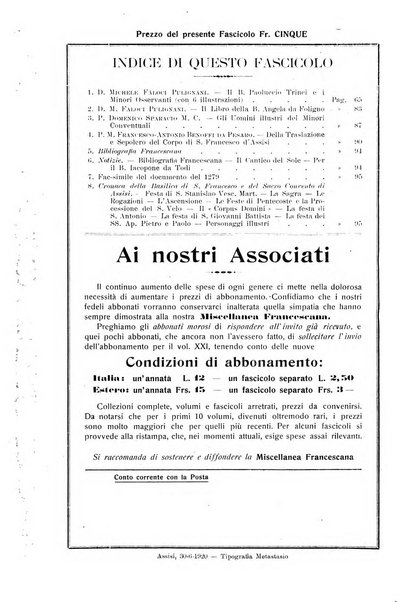 Miscellanea francescana di storia, di lettere, di arti