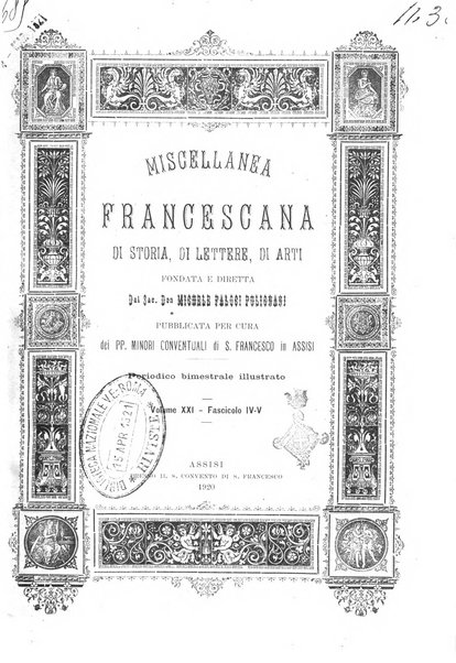 Miscellanea francescana di storia, di lettere, di arti