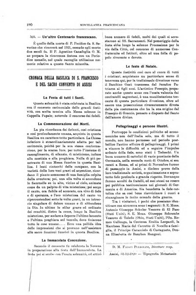 Miscellanea francescana di storia, di lettere, di arti