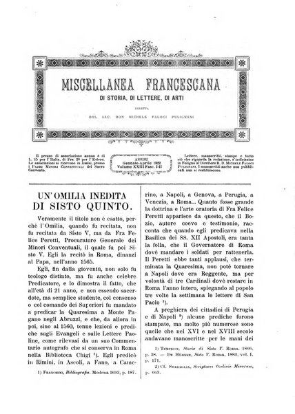 Miscellanea francescana di storia, di lettere, di arti