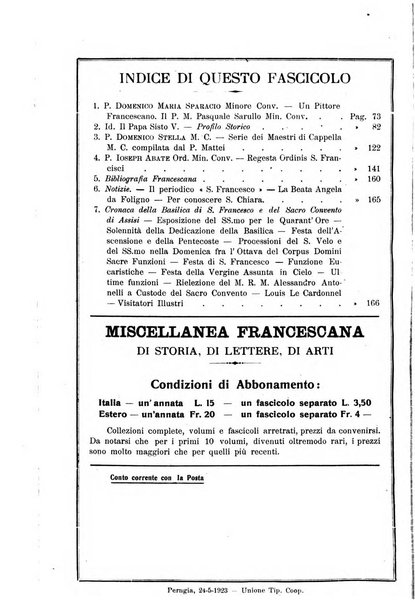 Miscellanea francescana di storia, di lettere, di arti