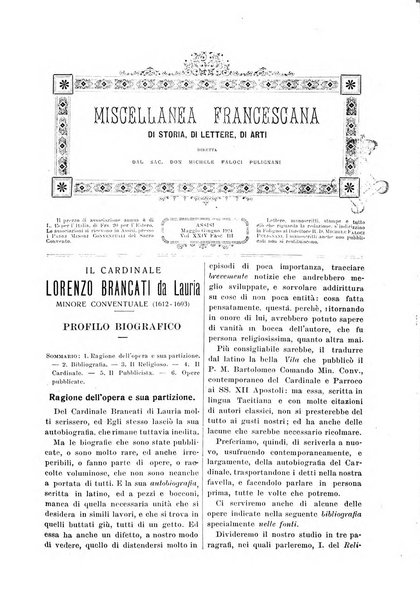 Miscellanea francescana di storia, di lettere, di arti