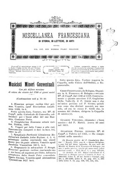 Miscellanea francescana di storia, di lettere, di arti