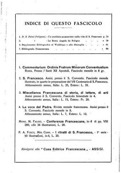 Miscellanea francescana di storia, di lettere, di arti