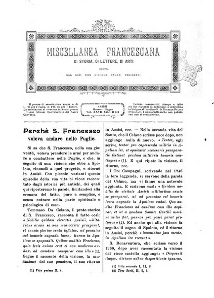 Miscellanea francescana di storia, di lettere, di arti