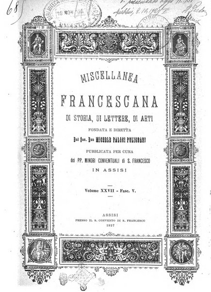 Miscellanea francescana di storia, di lettere, di arti