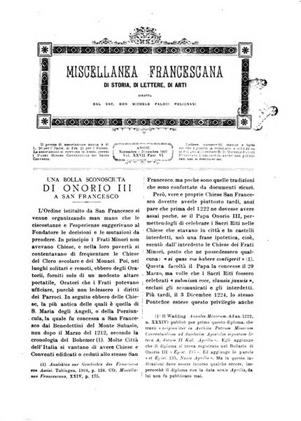 Miscellanea francescana di storia, di lettere, di arti