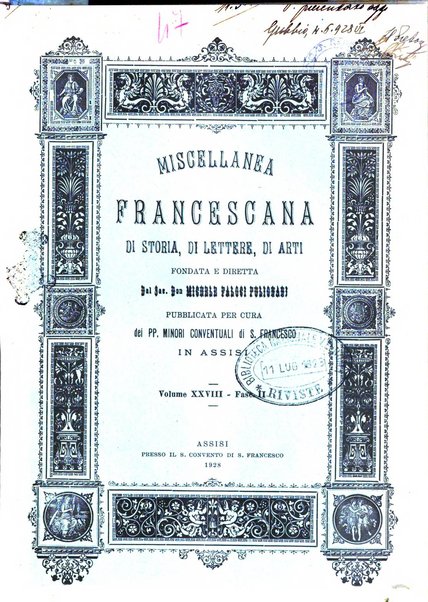 Miscellanea francescana di storia, di lettere, di arti