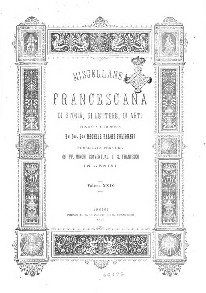 Miscellanea francescana di storia, di lettere, di arti