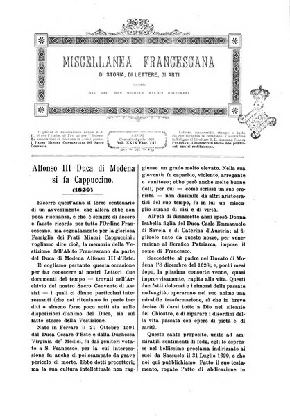 Miscellanea francescana di storia, di lettere, di arti