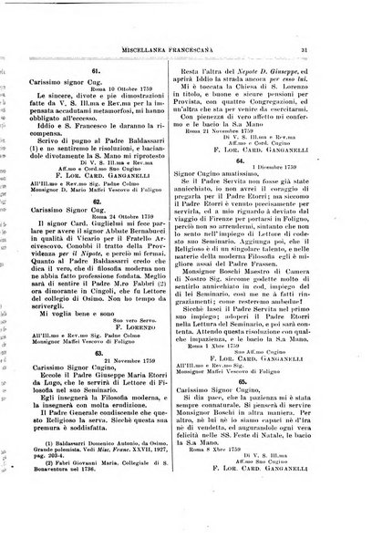 Miscellanea francescana di storia, di lettere, di arti