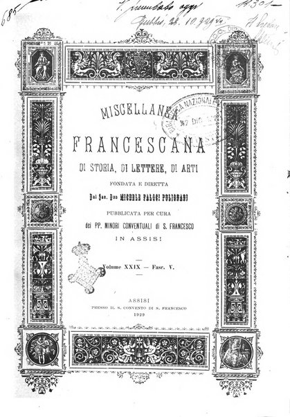 Miscellanea francescana di storia, di lettere, di arti