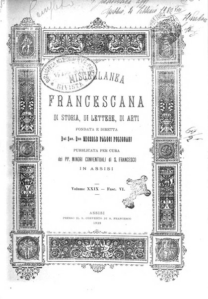 Miscellanea francescana di storia, di lettere, di arti