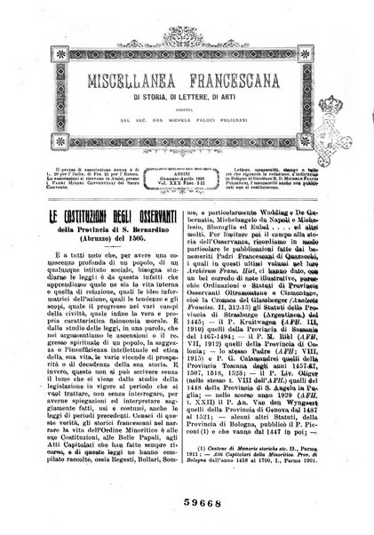 Miscellanea francescana di storia, di lettere, di arti