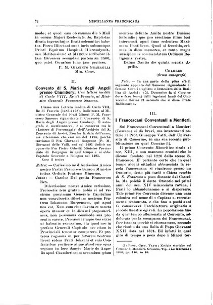 Miscellanea francescana di storia, di lettere, di arti