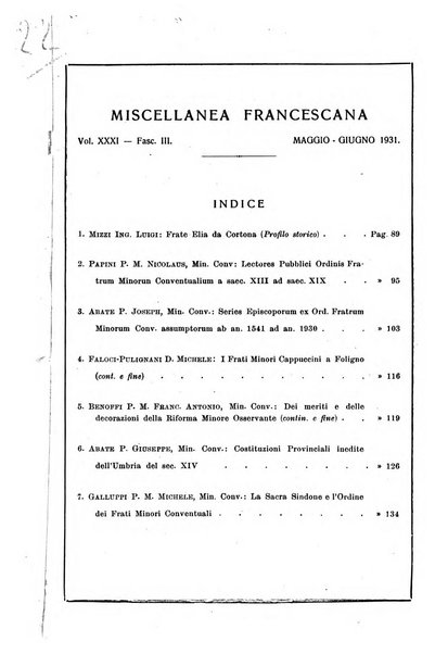 Miscellanea francescana di storia, di lettere, di arti