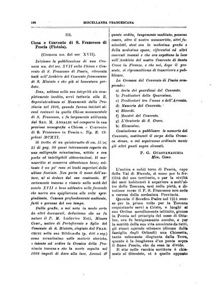 Miscellanea francescana di storia, di lettere, di arti