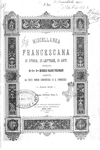 Miscellanea francescana di storia, di lettere, di arti