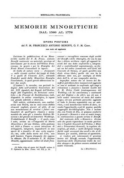 Miscellanea francescana di storia, di lettere, di arti