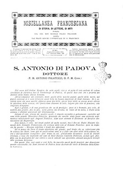 Miscellanea francescana di storia, di lettere, di arti