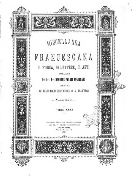 Miscellanea francescana di storia, di lettere, di arti