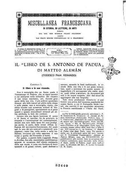 Miscellanea francescana di storia, di lettere, di arti