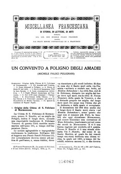 Miscellanea francescana di storia, di lettere, di arti