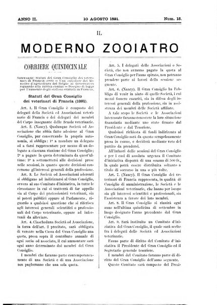 Il moderno zooiatro rassegna di medicina veterinaria e di zootecnia