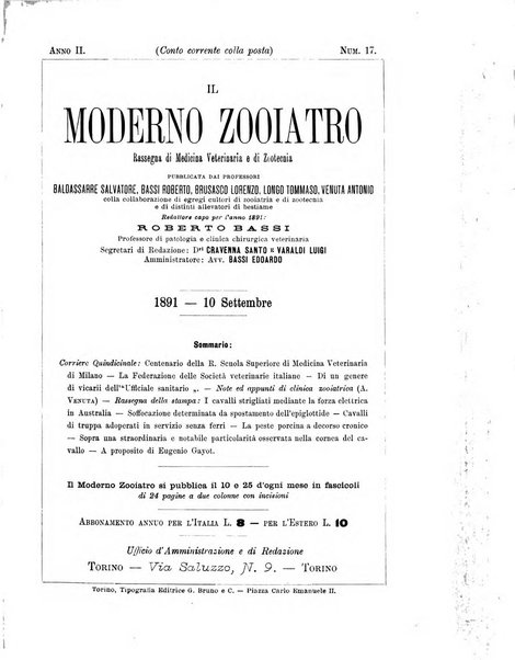 Il moderno zooiatro rassegna di medicina veterinaria e di zootecnia