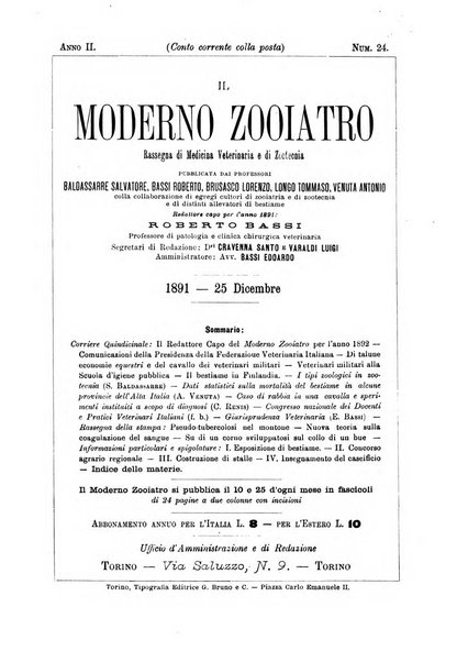 Il moderno zooiatro rassegna di medicina veterinaria e di zootecnia