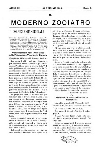 Il moderno zooiatro rassegna di medicina veterinaria e di zootecnia