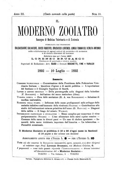 Il moderno zooiatro rassegna di medicina veterinaria e di zootecnia