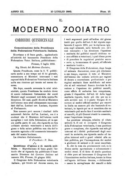 Il moderno zooiatro rassegna di medicina veterinaria e di zootecnia