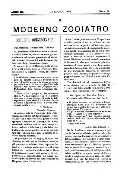 Il moderno zooiatro rassegna di medicina veterinaria e di zootecnia