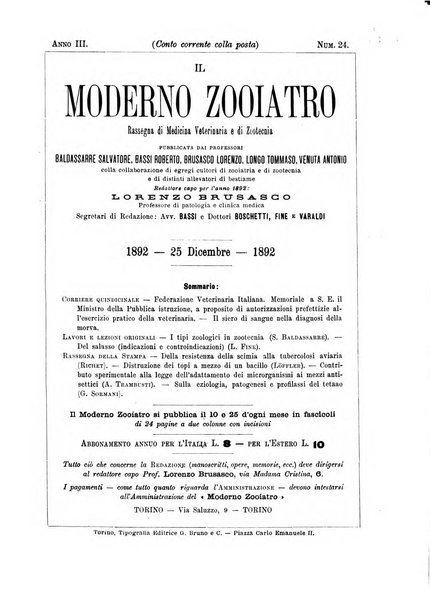 Il moderno zooiatro rassegna di medicina veterinaria e di zootecnia