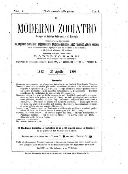 Il moderno zooiatro rassegna di medicina veterinaria e di zootecnia