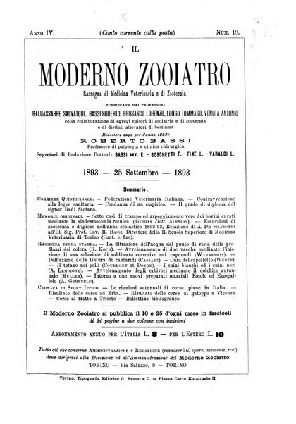 Il moderno zooiatro rassegna di medicina veterinaria e di zootecnia