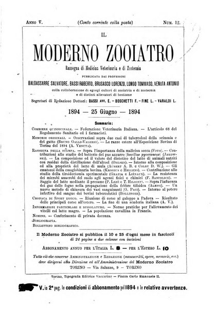 Il moderno zooiatro rassegna di medicina veterinaria e di zootecnia