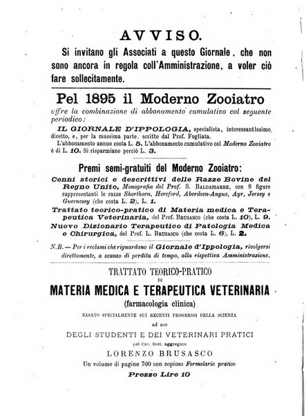 Il moderno zooiatro rassegna di medicina veterinaria e di zootecnia