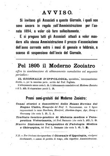 Il moderno zooiatro rassegna di medicina veterinaria e di zootecnia