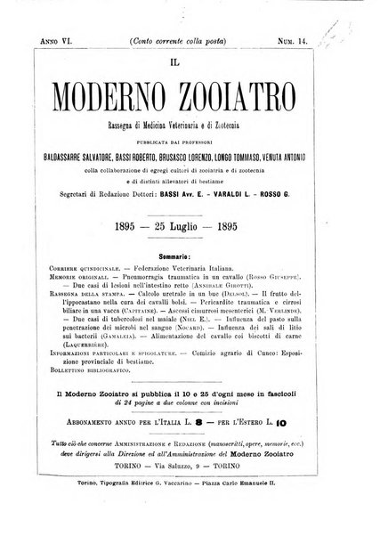 Il moderno zooiatro rassegna di medicina veterinaria e di zootecnia