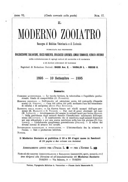 Il moderno zooiatro rassegna di medicina veterinaria e di zootecnia