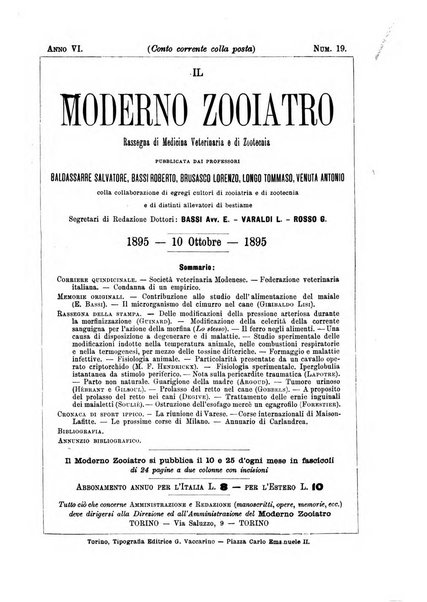 Il moderno zooiatro rassegna di medicina veterinaria e di zootecnia