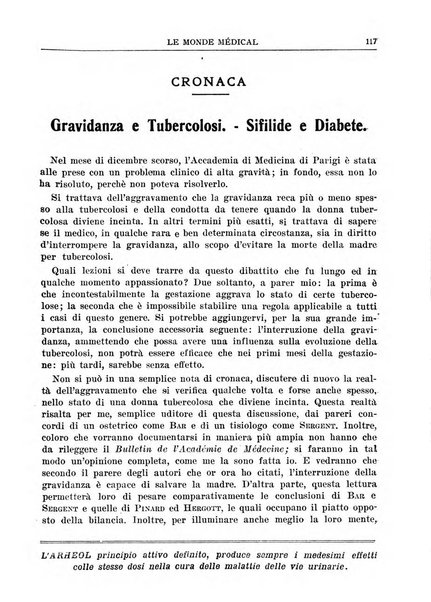 Le monde médical rivista internazionale di medicina e terapia