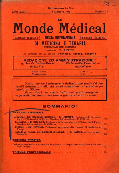 Le monde médical rivista internazionale di medicina e terapia