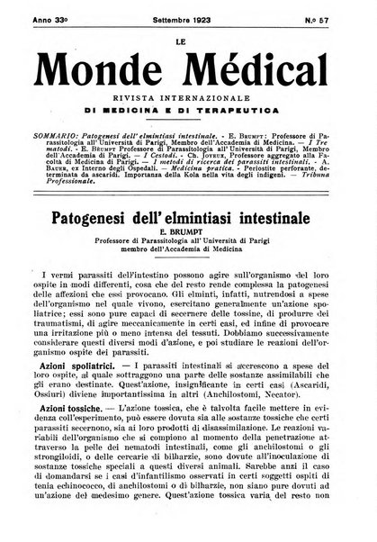 Le monde médical rivista internazionale di medicina e terapia