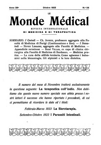 Le monde médical rivista internazionale di medicina e terapia